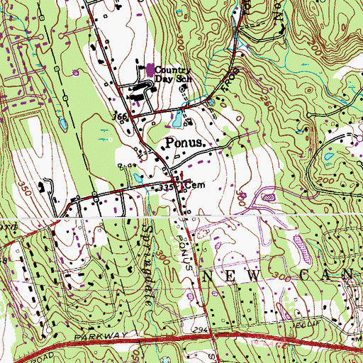 Topographic Map of Ponus, CT