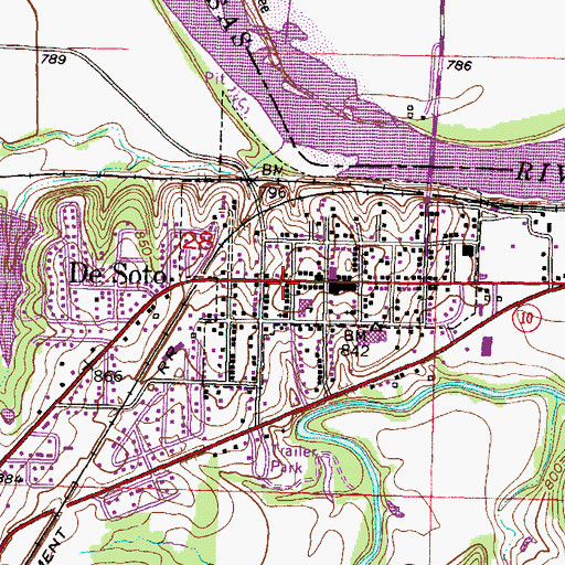 Topographic Map of Merriam Community Center, KS