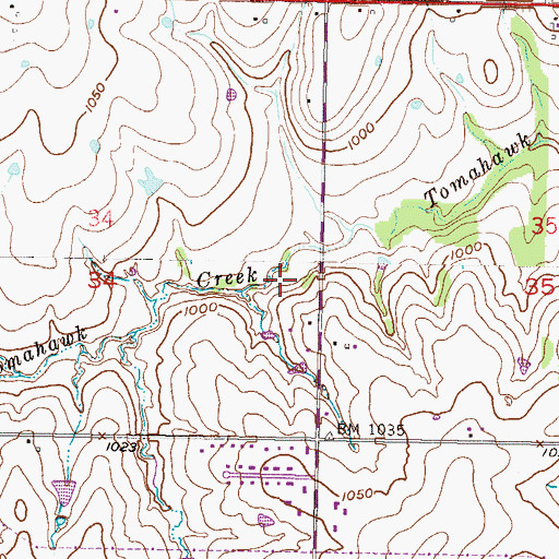 Topographic Map of Amesbury Park, KS