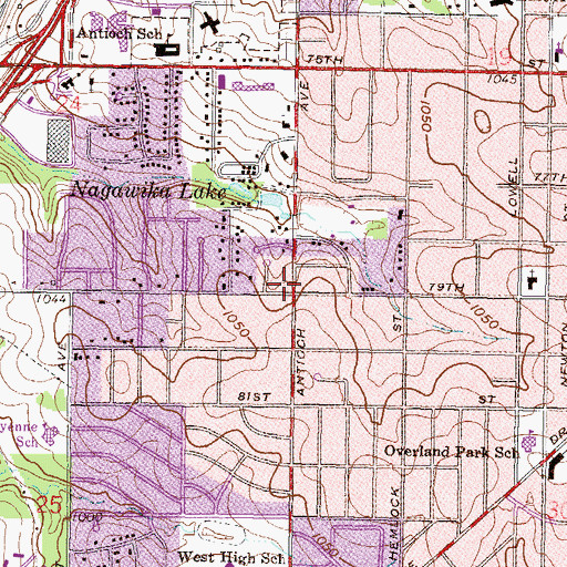 Topographic Map of Antioch Square Park, KS