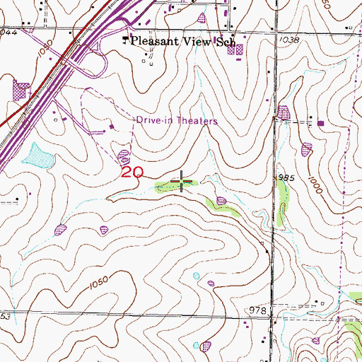 Topographic Map of Arapaho Park, KS