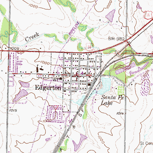 Topographic Map of Johnson County Fire District 1 Station 2, KS
