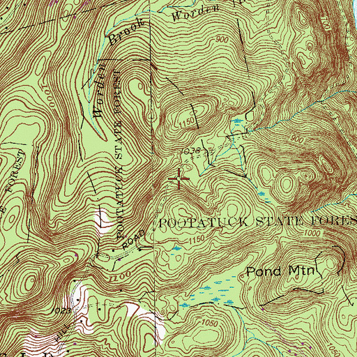Topographic Map of Pootatuck State Forest, CT