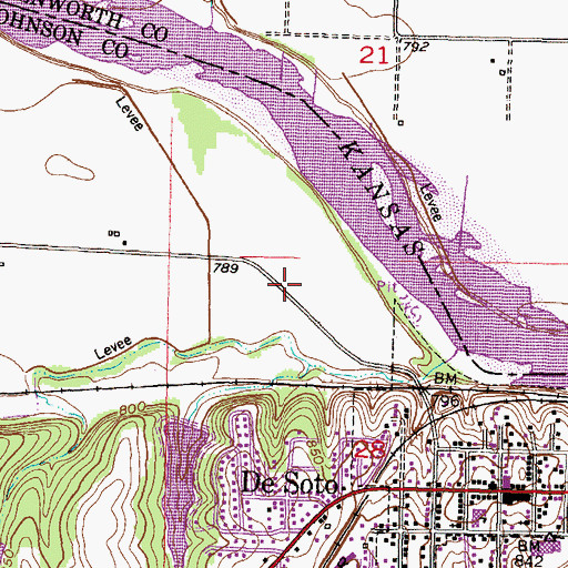 Topographic Map of De Soto Fire and Rescue Department Station 2, KS