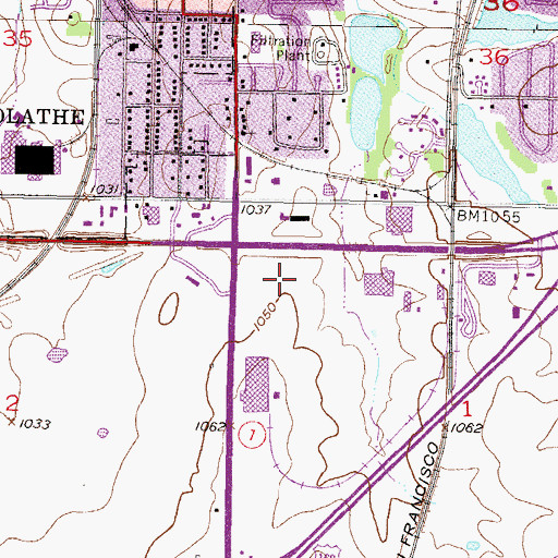 Topographic Map of Olathe Fire Department Station 1, KS