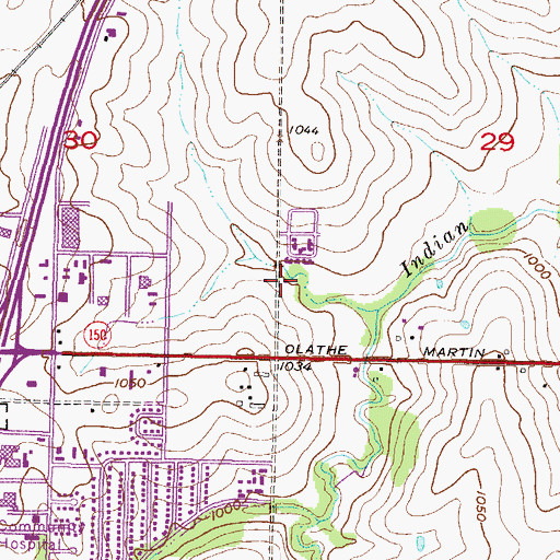 Topographic Map of Olathe Fire Department Station 4, KS