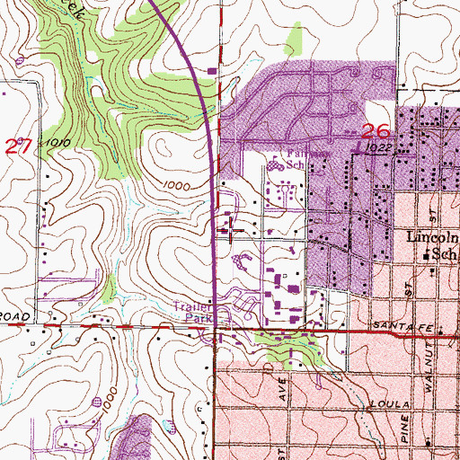 Topographic Map of Olathe Fire Department Station 5, KS