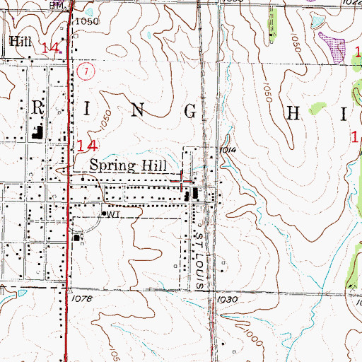 Topographic Map of Spring Hill Police Department, KS