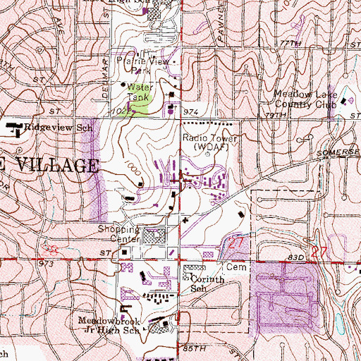 Topographic Map of Corinth Library, KS