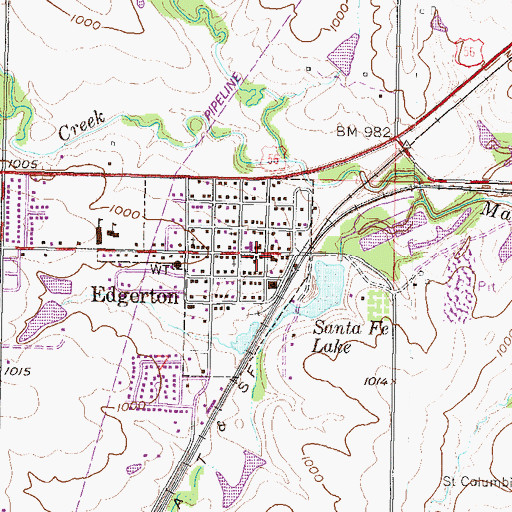 Topographic Map of Edgerton Library, KS