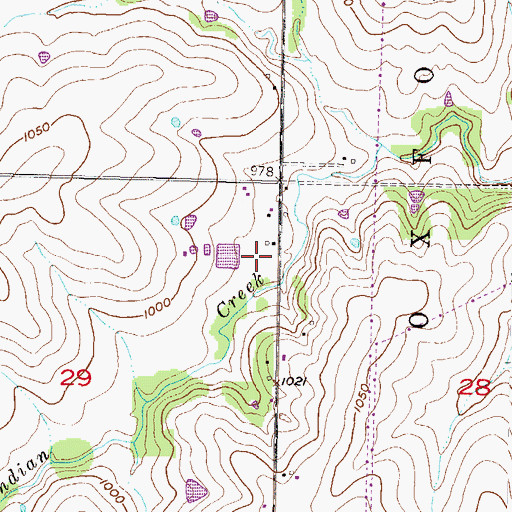 Topographic Map of Indian Creek Branch Library, KS
