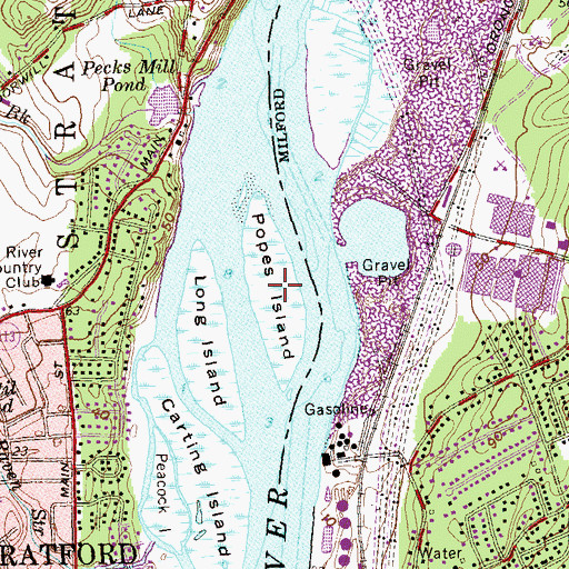 Topographic Map of Popes Island, CT