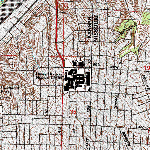 Topographic Map of University of Kansas Medical Center Archie Dykes Library, KS