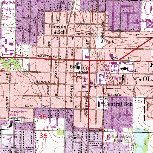 Topographic Map of The Johnson County Law Library, KS