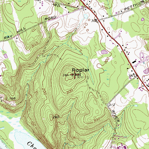 Topographic Map of Poplar Hill, CT