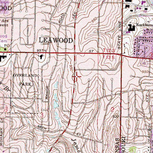 Topographic Map of Leawood Fire Department Station 31, KS