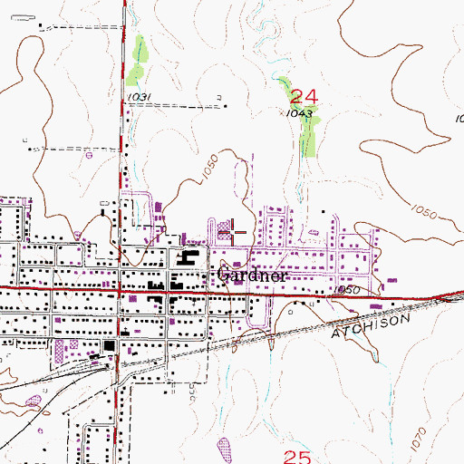 Topographic Map of Wheatridge Middle School, KS