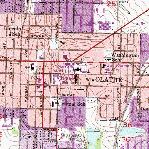 Topographic Map of Kansas School for the Deaf, KS