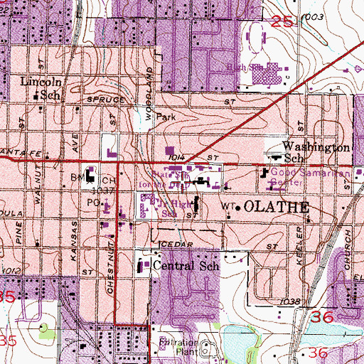Topographic Map of Kansas School for the Deaf, KS