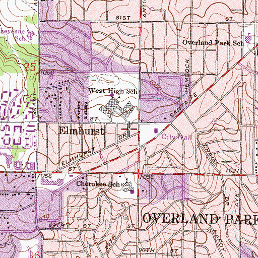 Topographic Map of Antioch Justice Center, KS