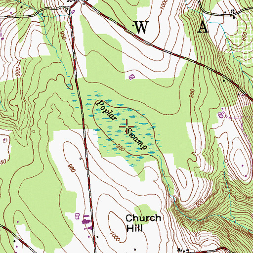 Topographic Map of Poplar Swamp, CT