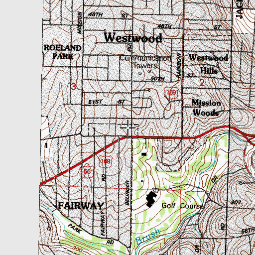 Topographic Map of Fairway Police Department, KS