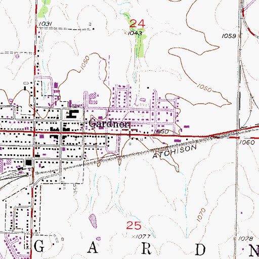 Topographic Map of Gardner Police Department, KS