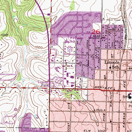 Topographic Map of Johnson County Juvenile Detention Center, KS