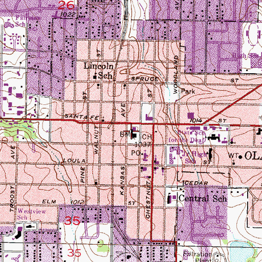 Topographic Map of Johnson County Sheriff's Office, KS
