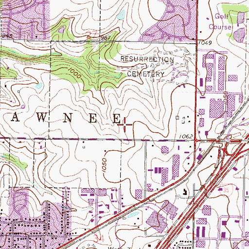 Topographic Map of Lenexa Police Department, KS