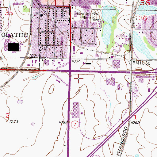 Topographic Map of Olathe Police Department, KS