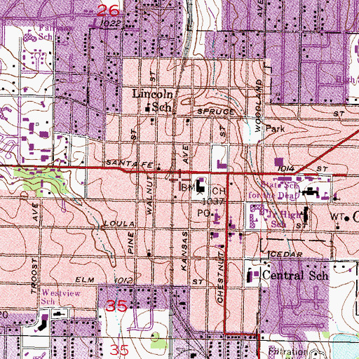 Topographic Map of Olathe Adult Detention, KS