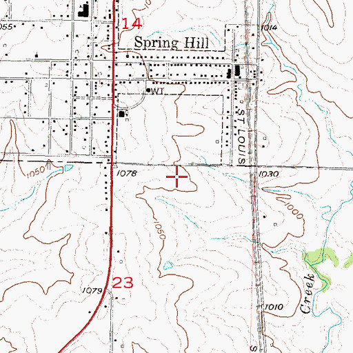 Topographic Map of Spring Hill Middle School, KS