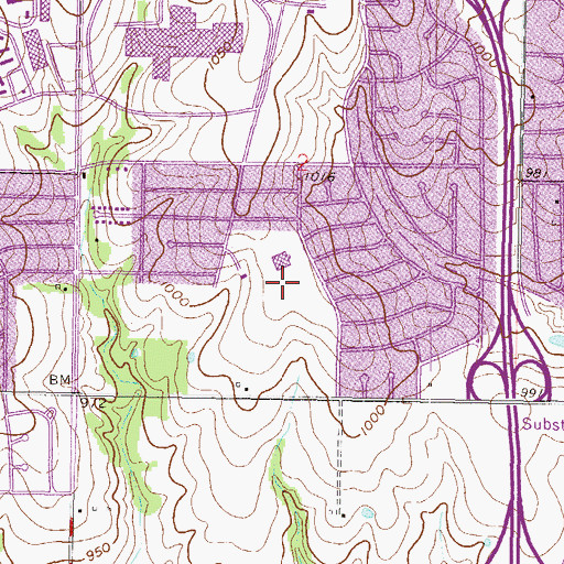 Topographic Map of Oak Park - Carpenter Elementary School, KS