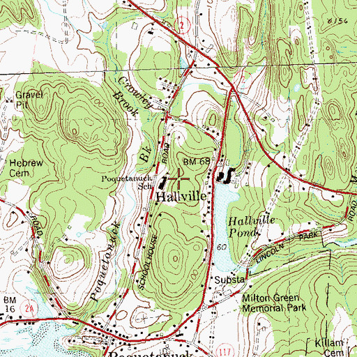 Topographic Map of Poquetanuck Elementary School, CT