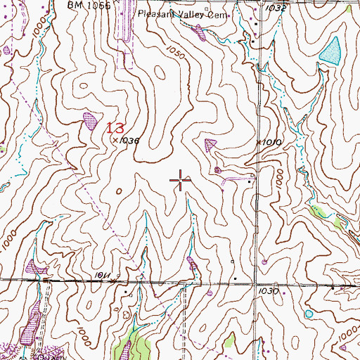 Topographic Map of Pleasant Ridge Middle School, KS