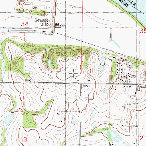 Topographic Map of Riverview Elementary School, KS