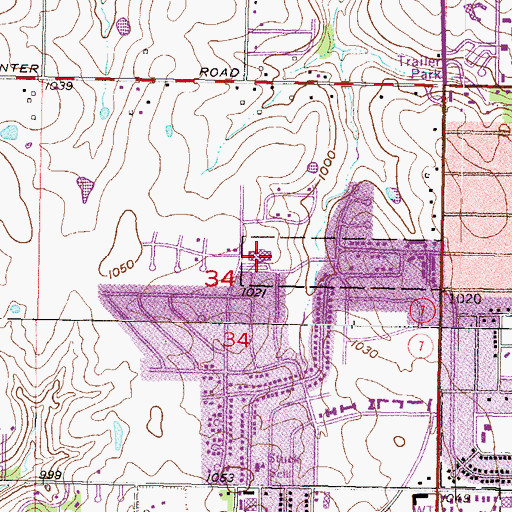 Topographic Map of Rolling Ridge Elementary School, KS