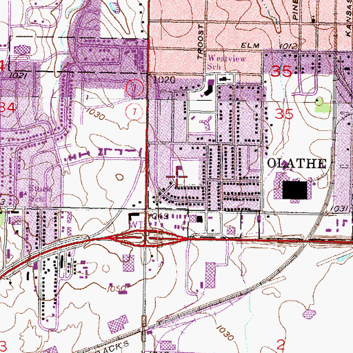 Topographic Map of Saint Paul Catholic School, KS