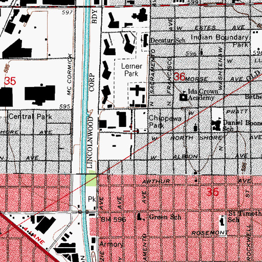 Topographic Map of Congregation Beth Itzchok, IL