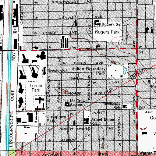 Topographic Map of Congregation Ezras Israel, IL