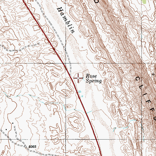 Topographic Map of Rose Spring, AZ
