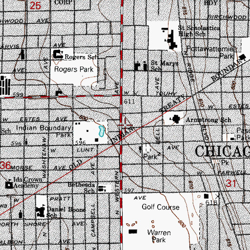 Topographic Map of Light of Christ Lutheran Church, IL