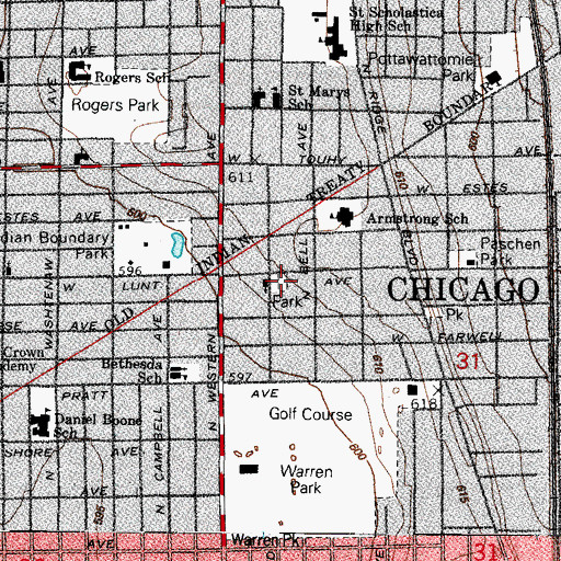 Topographic Map of Lunt Park, IL