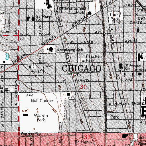 Topographic Map of Matanky Park, IL