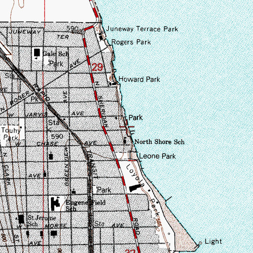 Topographic Map of Jarvis Beach Park, IL