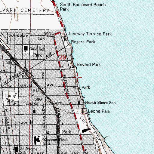 Topographic Map of Fargo Beach Park, IL