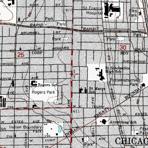 Topographic Map of Mountain of Fire Miracles, IL