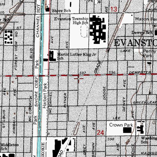 Topographic Map of Prayer Garden Ministries, IL