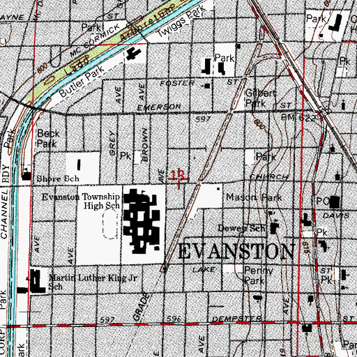 Topographic Map of Mount Pisgah Pentecostal Faith Church, IL